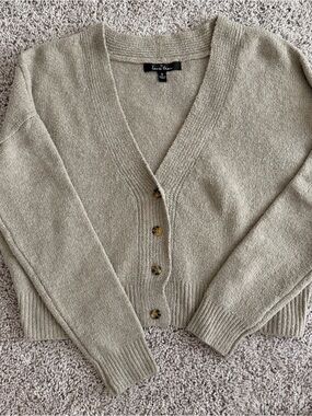 Love Tree Taupe V-Neck Button Cardigan Sweater